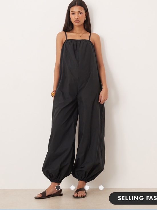 ASOS Pants - ASOS DESIGN balloon leg strappy jumpsuit in black Women’s size 12 Adjustable NWT